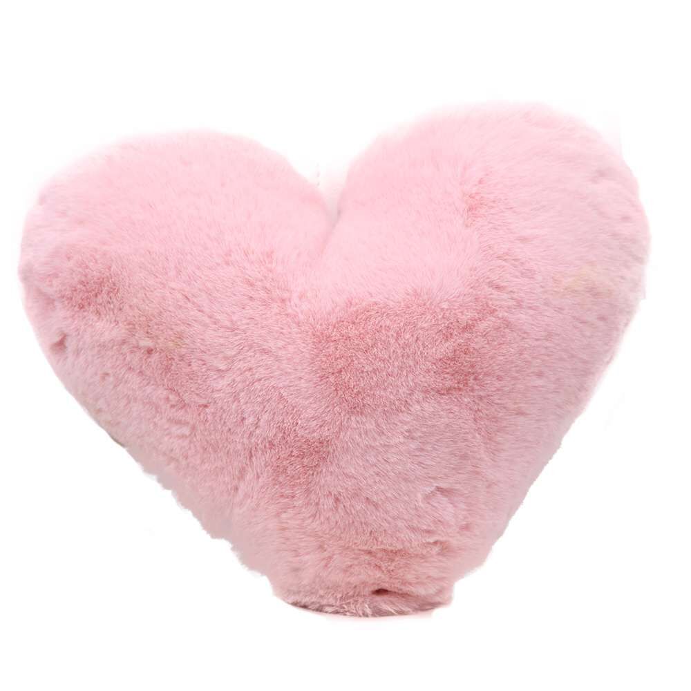 pink heart fur pillow