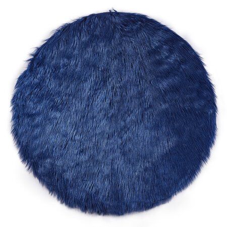 Solid Faux Fur Rug For Bedroom Long Hairy Round Carpet Washable Fluffy Fur Chair Cover