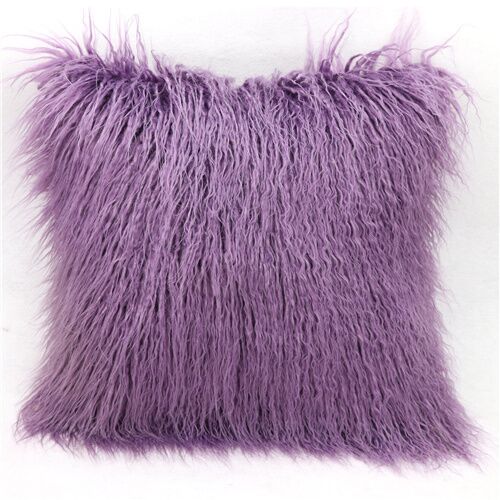 Purple Mongolian Faux fur Pillow