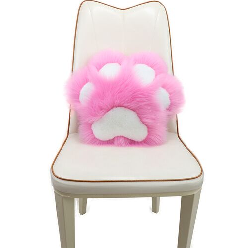 paw shaped fur pillow
