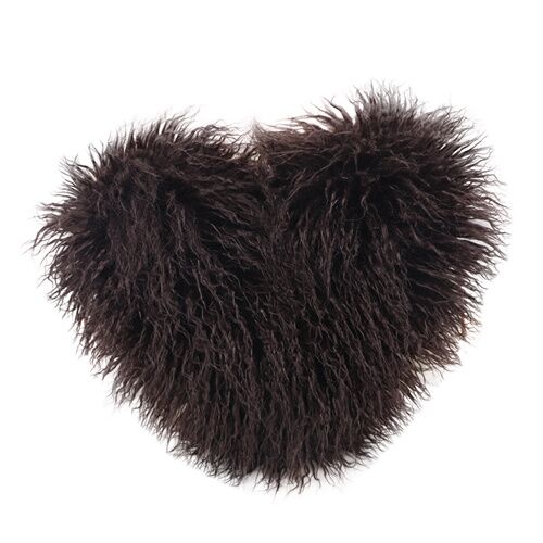 heart shaped mongolian fur pillow
