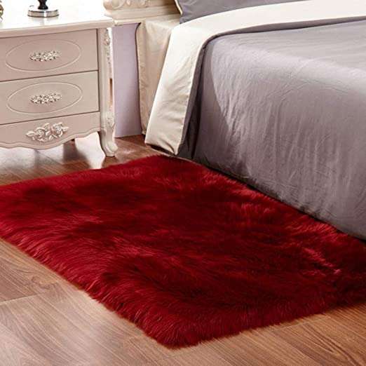 red faux fur rug