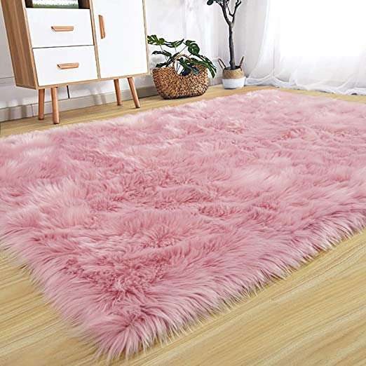 pink faux fur rug