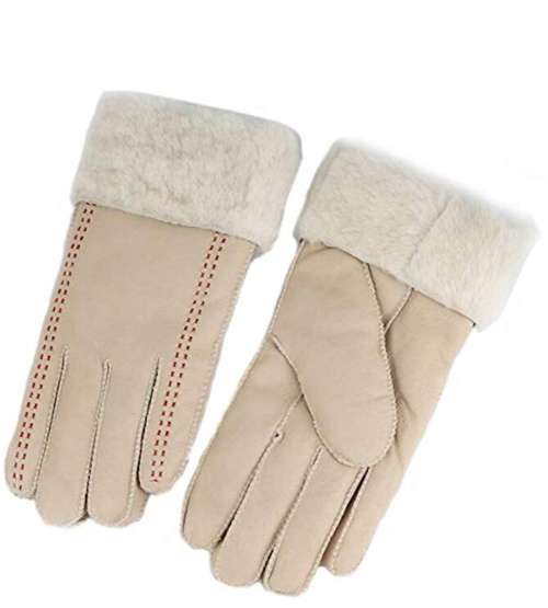beige sheepskin gloves for women